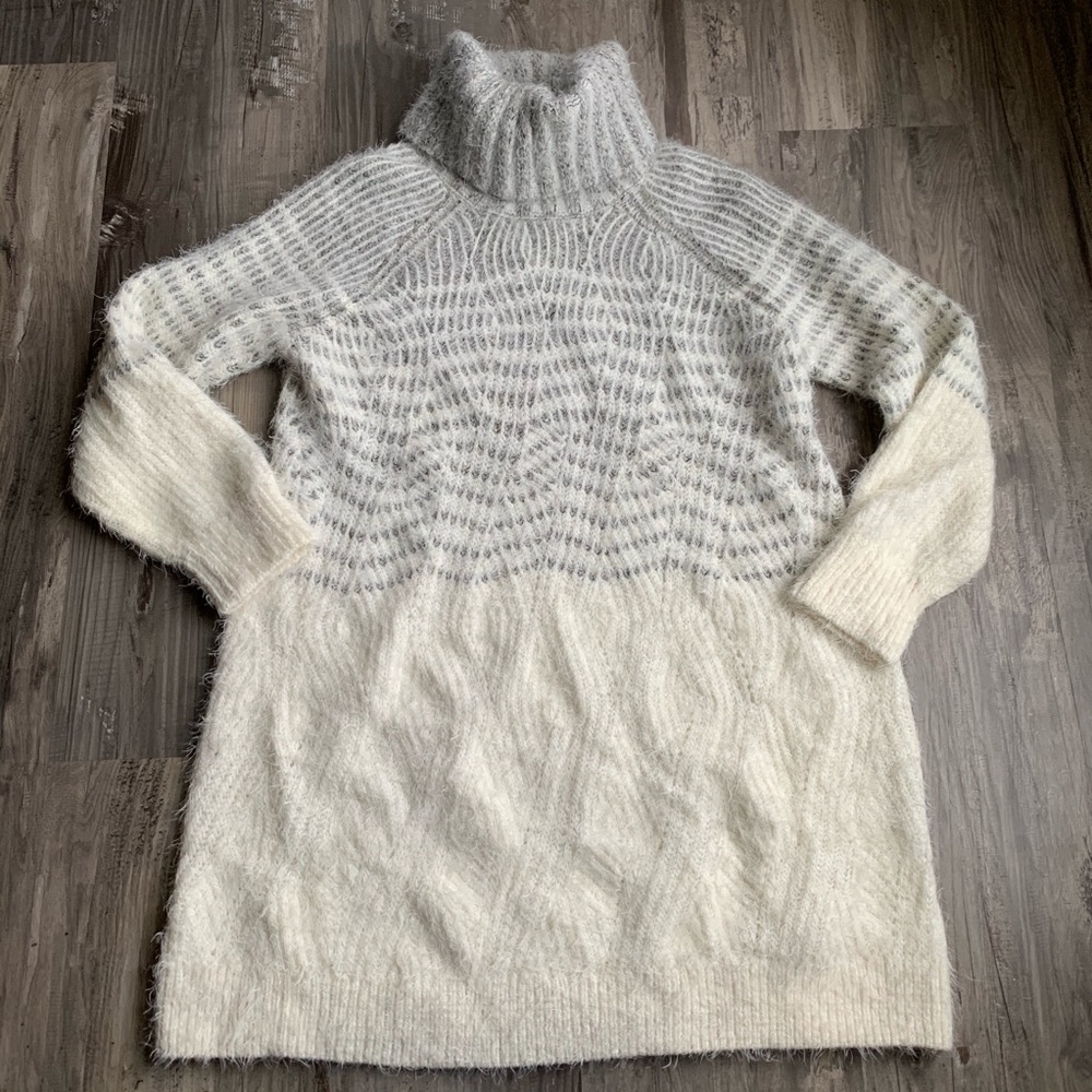 Anthropologie Gray and Cream Mini Dress